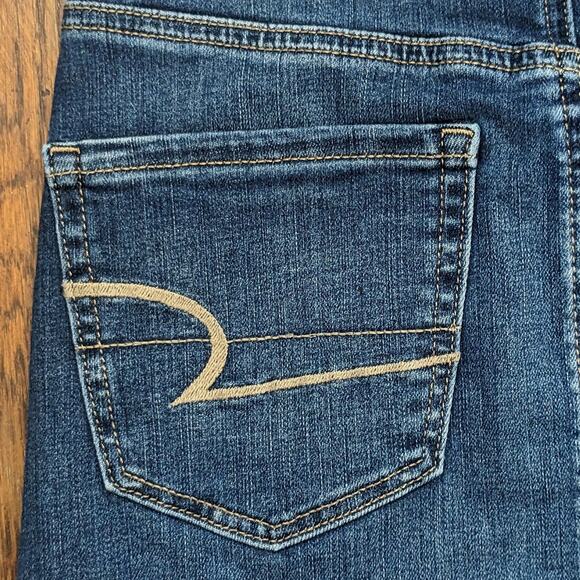 NEW American Eagle Denim Miniskirt 0 Blue Stretch High Rise Raw Edge Distressed - Picture 4 of 12